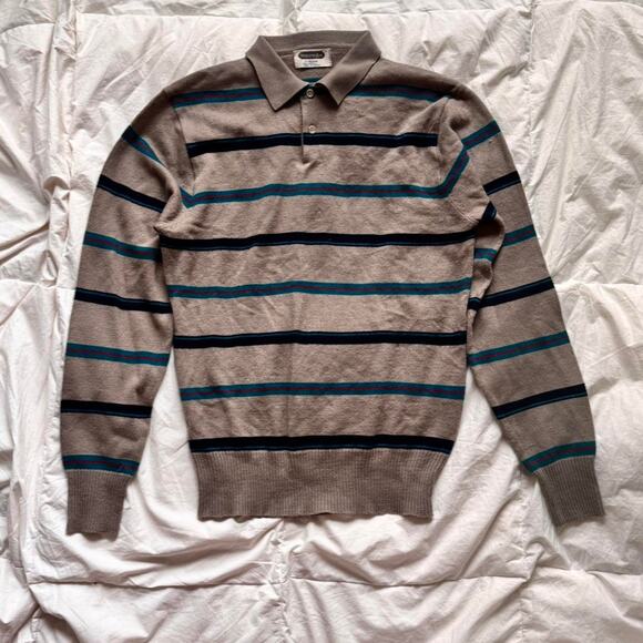 Vintage 60s 70s striped polo sweater shelter Bay size Large academia preppy - Picture 2 of 8